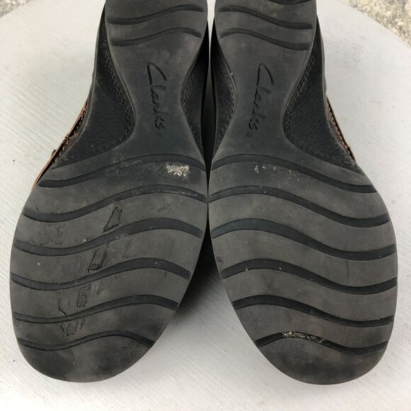 Clarks Women's Size 7.5M Bendables Brown Leather Slip On Mary Jane Casual Shoes - Picture 10 of 14